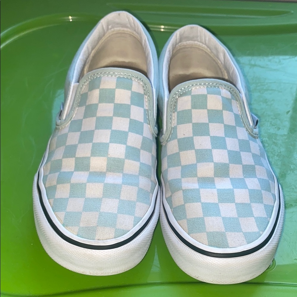 Vans Checkered Slip-On Shoes - Blue and White